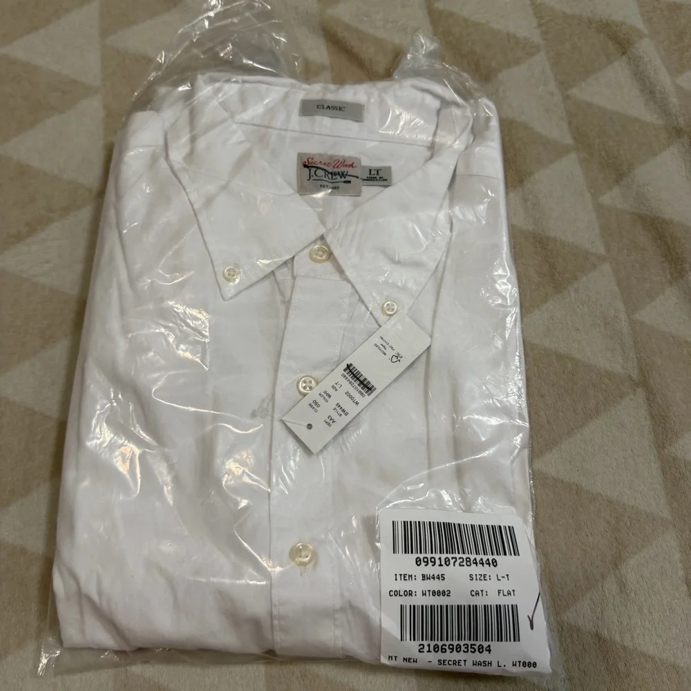 J crew white Tall Secret Wash cotton poplin shirt